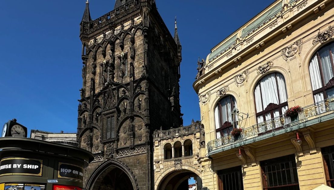 The Powder Tower is one of the 13 original gates into Prague and is ornately decorated with arches, and a viewing platform.