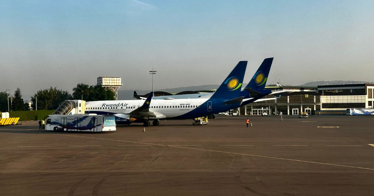 RwandAir planes on stand at Kigali AIrport.