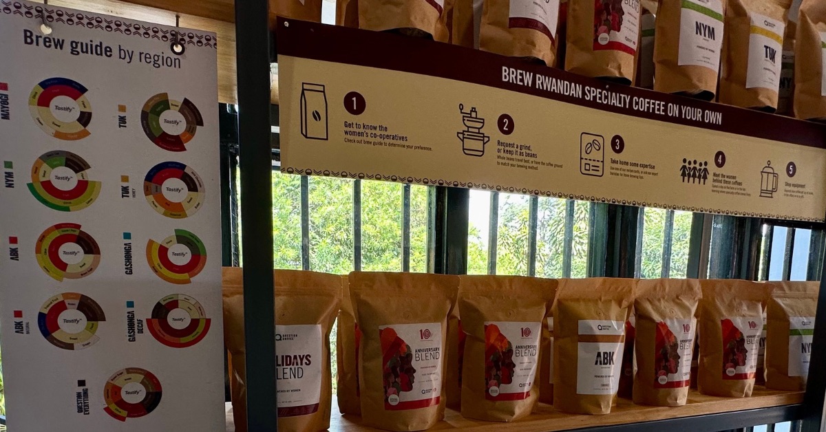 Bags of coffee for sale in Kigali.