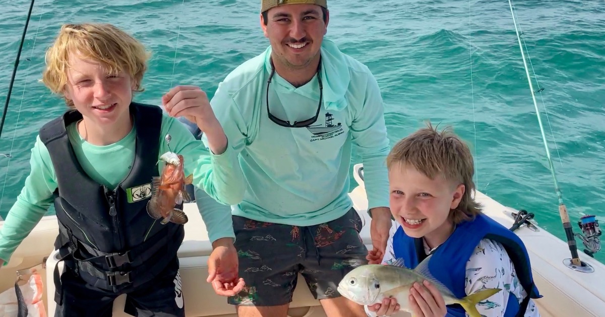 Kids fishing with Captain Michael Russo in Sarasota.