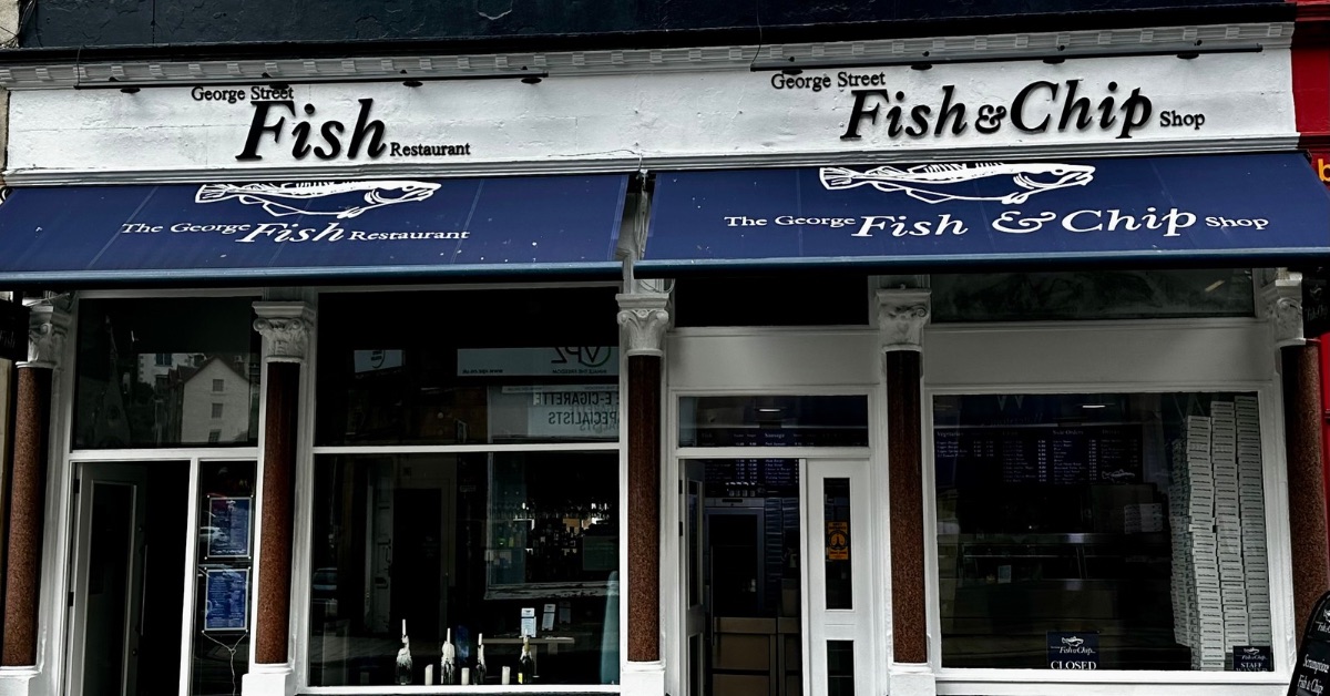 External view of a popular Fish and Chips Shop in Oban George Street.