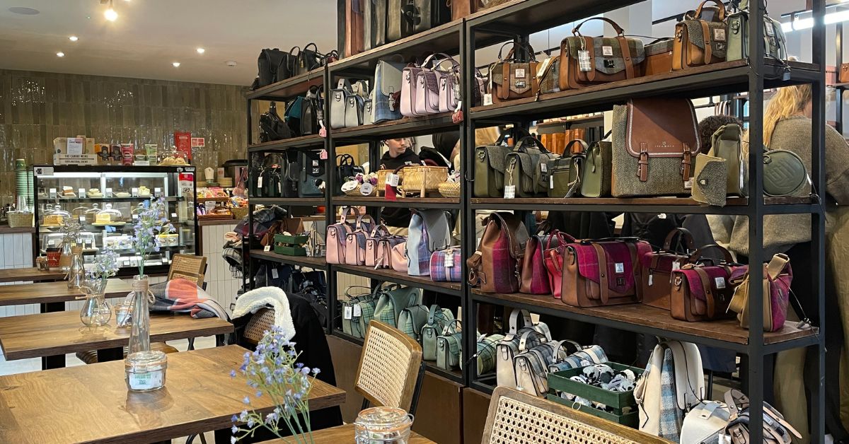 A workshop for making Harris tweed bags in Edinburgh Scotland.