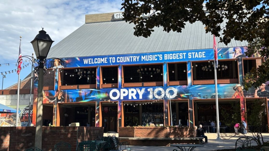 The Grand Ole Opry Nashville Main Entrance, welcoming sign to Country Music's Biggest Stage.